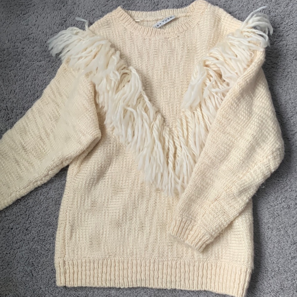 Trina Turk xs fringe heavy sweater! Worn once!